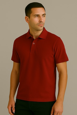 Parshey Regular Fit %100 Pamuk Polo Yaka Yarım Kollu Basic T-shirt Kırmızı