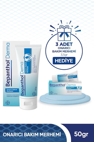 Bepanthol Derma Onarıcı Bakım Merhemi 50 G + Onarıcı Bakım Merhemi 3 x 3.5 G