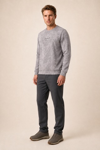 Redline Continu Erkek Kışlık Regular Fit Kışlık Bisiklet Yaka Sweatshirt Gri