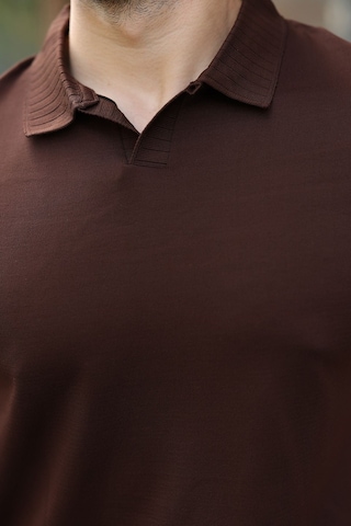Madmext Kahverengi Regular Fit Polo Yaka Triko Erkek Tişört E7502