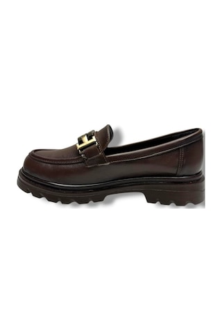Fancy 801-26 Deri Loafer Tokalı Anatomik Kadın Ayakkabı Kahverengi