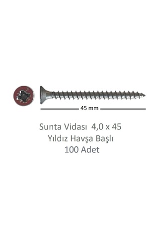 Sunta Vidası, 4,0 X 45 Mm, 100 Adet, Yhb Vida 4 x 45