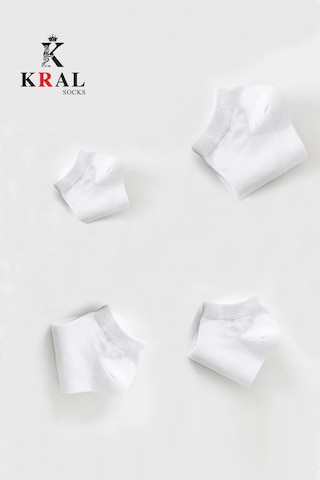 Kral Socks Kadın - Erkek 10 Çift Düz Desen Ekonomik Bilek Boy Patik Çorap Beyaz