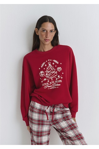 Mavi - Yılbaşı Temalı Kırmızı Sweatshirt 1s10507-70390 Kırmızı