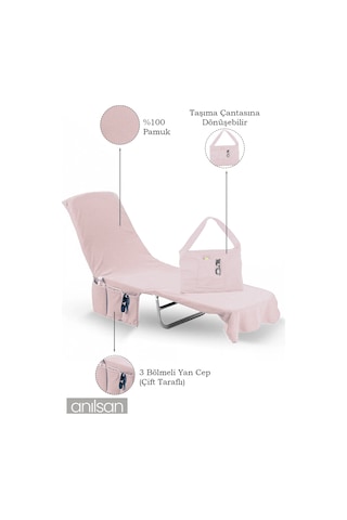 %100 Pamuk Şezlong Havlusu Toz Pembe 60x180 Cm - Hızlı Kuruyan Plaj Ve Havuz Havlusu