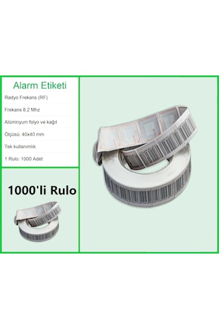 4x4 Cm Barkodlu Alarm Etiketi Rf Radyo Frekans 1 Rulo: 1000 Adet