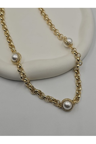 14k Mikron İncili Vintage Kolye Altın