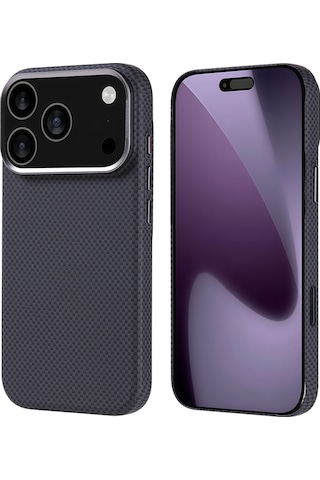 Apple Uyumlu iPhone 17 Pro Kılıf M-safe Şarj Özellikli Karbon Fiber Görünümlü Mkst Nekst Kapak - Siyah Siyah
