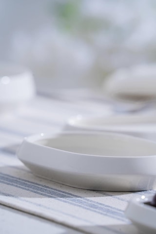 Acar Jea-07400 Rumi 6 Adet Porselen Oval Kayık Sunum Tabak 13 Cm Beyaz