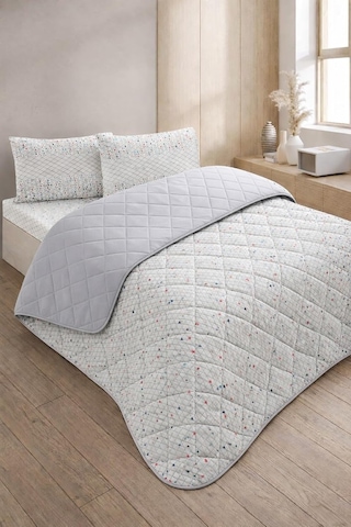 Lexroo Kapitoneli Çift Kişilik Desenli Pike - Yatak Örtüsü Takımı 200x230 Cm - 2 Adet Yastık Kılıflı Çok Renkli