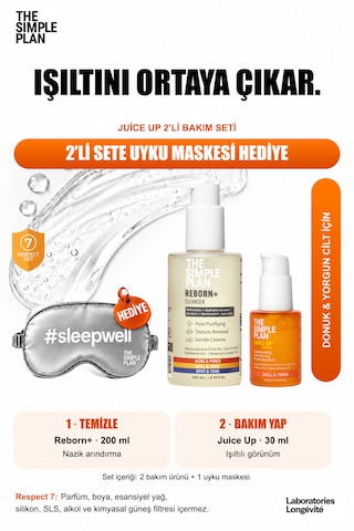 The Simple Plan Juice Up C Vitamini Işıltı Bakım Seti - Serum + Temizleyici Uyku Maskesi Hediyeli 2'li