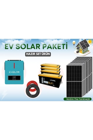Güneş Enerjili Villa Paketi Lifepo4 Akülü Sistem Bahçe Yayla Karavan Villa