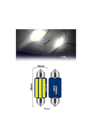 39mm Soffit Led Ampul - 21 Smd Chip - Beyaz Işık Araç İç Aydınlatma 2 Adet