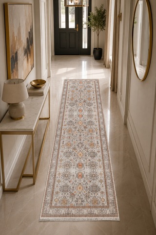 Dekoratif Halı Kaymaz Taban Leke Tutmaz Yıkanabilir Kilim Özel Ölçü Salon Halısı 3008 Çok Renkli