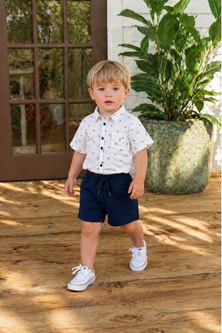 Baby Lory Kids Store Erkek Çocuk Beyaz Keten Gömlek Takım Beyaz - Lacivert