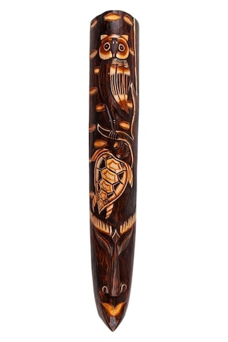 Dekoratif Ahşap Totem Aborjin Tiki Mask 100cm El Yapımı