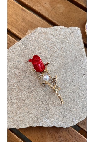 Kırmızı Lale Broş Çok Renkli