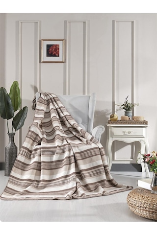 Aksu Waffle Çift Kişilik Pamuklu Battaniye 180x220 Bej Bej