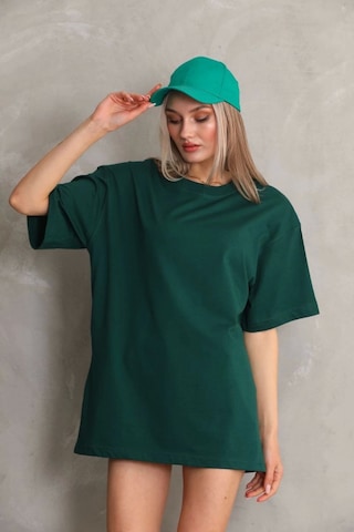 Wear Vexel Kadın Düz Kısa Kol Penye T-shirt- Yeşil Yeşil