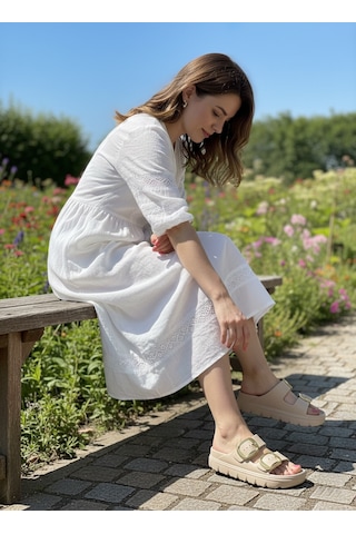 Vojo Lov 22 Ortopedik Taban Deniz Havuz Plaj Kadın Terlik 267800001887 15 Krem Krem
