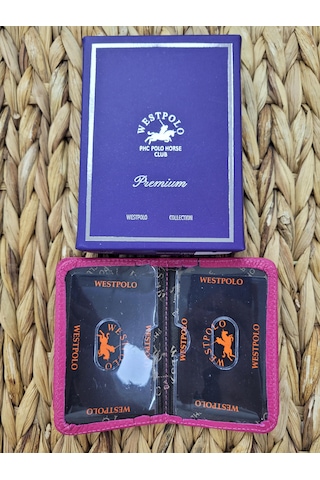 Westpolo İsme Özel 1026 Hakiki Deri Unısex Kartlık Fuşya