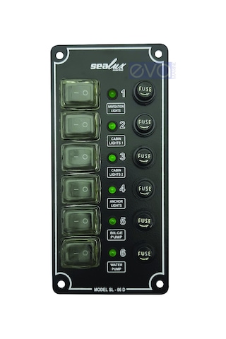 Sealux 6'Lı Dikey. Izoleli. Switch Panel. Sigortalı