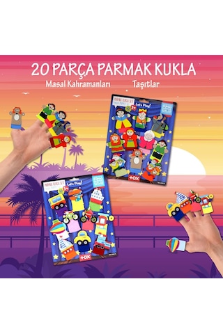 2 Set - 20 Parça Tox Masal Kahramanları Ve Taşıtlar Parmak Kukla