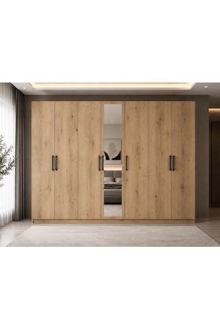 Lebon Tamamı Mdf 7 Kapaklı Dolap Gardırop Çam