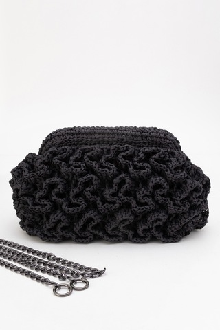 Dericlub Kadın Hasır Handmade Bulut Örgü Çapraz Askılı Çanta Zy 25006 Siyah