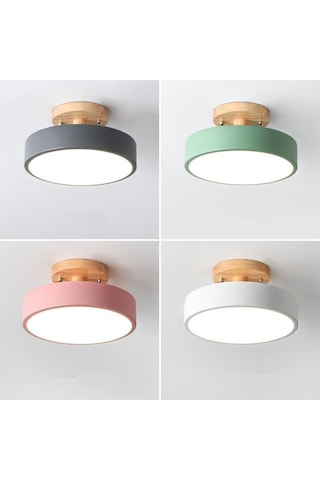 Yaozixa Yeşil Giriş Holü Lambası - 18cm Çap, Beyaz Işık, Kuzey Avrupa Tarzı Ahşap, Balkon/odalar İçin Dayanıklı Dekoratif Aydınlatma Diğer