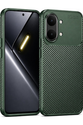 Xiaomi Poco X8 Pro Max Kılıf Karbon Silikon Case Koyu Yeşil