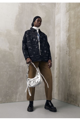 Jordan Trucker All-over Printed Full Snap Fastener Kadın Ceket Ndd Sport Siyah
