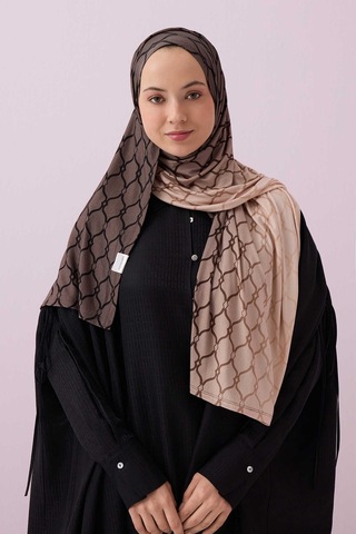 İmannooor Dokuma Noor Krem Supreme Şal 70x175 Gri