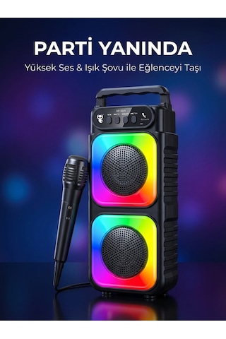Premium Portatif Ses Ve Mikrofon Sistemi Renkli Led Işıklar, Kablosuz Özgürlük