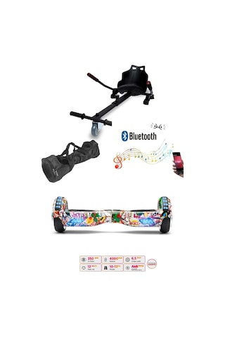 Elektrikli Kaykay Scooter Akıllı Denge Hoverboard + Hoverkart + Çanta Full Ledli Extrem Paket D19