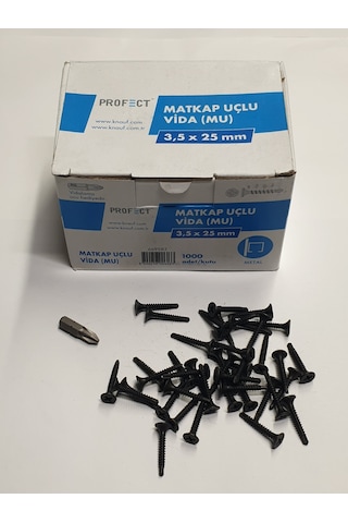 Knauf Profect Matkap Uçlu Alçıpan Vidası 3,5x25 Mm 3,5 x 25