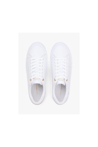 Tommy Hilfiger Kadın Th Foxing Platform Detaylı Deri Sneaker-13288 Beyaz