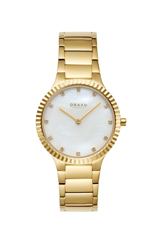Obaku Denmark V292lxgwsg Quartz Çelik Altın Rengi Sedef Kadran 31 Mm Kadın Kol Saati Altın