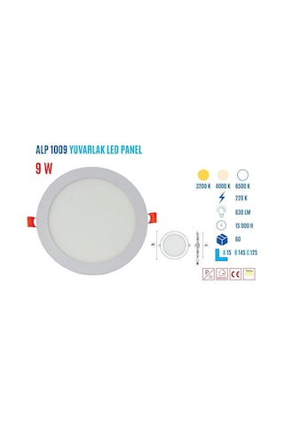 Ycl Alp-1009G 9W Sıvaaltı Yuvarlak Günış Led Panel