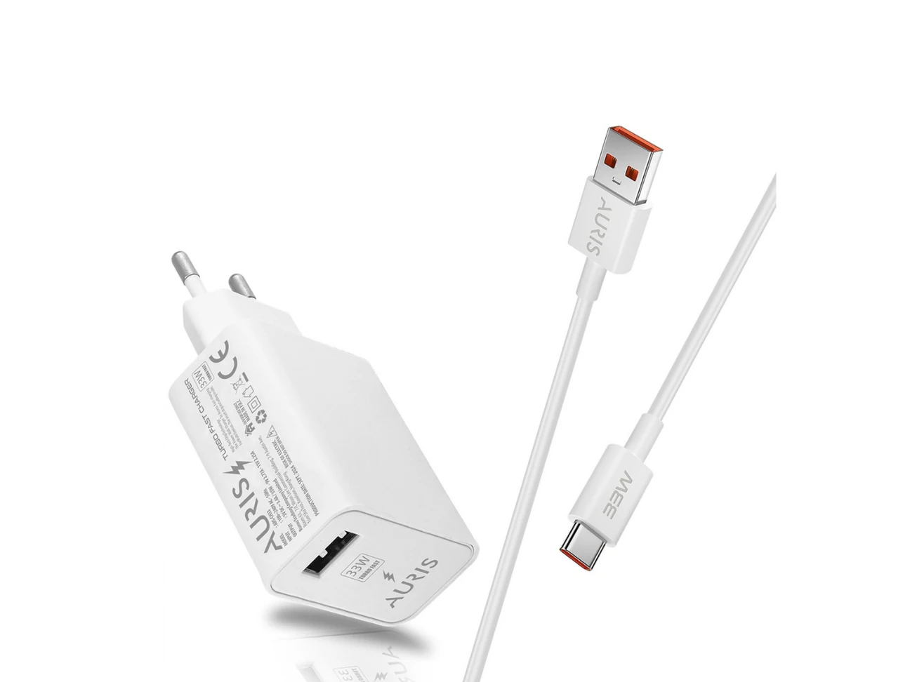 Auris Ars-ch33 33 W Usb To Type C Kablolu Turbo Hızlı Şarj Aleti Başlık+Koblo Set Halinde