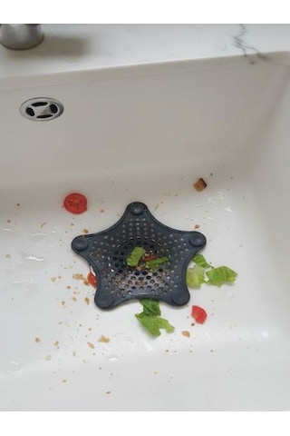 3 Adet Siyah Deniz Yıldızı Lavabo Süzgeci, Lavabo Tıkacı, Silikon Süzgeç Siyah