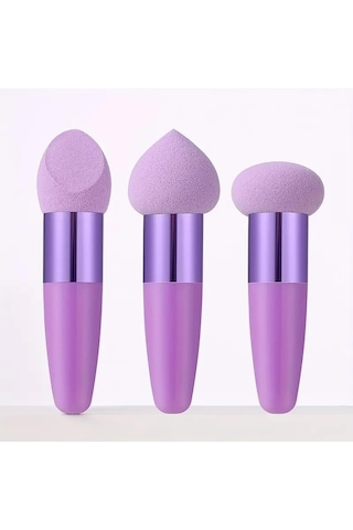 3 Adet Makyaj Süngeri Güzellik Fondöteni Karıştırma Süngeri Makyaj Süngeri Kama Fondöten Süngerleri Saplı Kozmetik Karıştırıcı Profesyonel Güzellik Süngeri Karıştırıcı