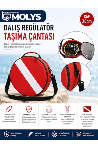 Dalış Regülatör Çantası Dalış Bayrak Desenli Kırmızı - Siyah