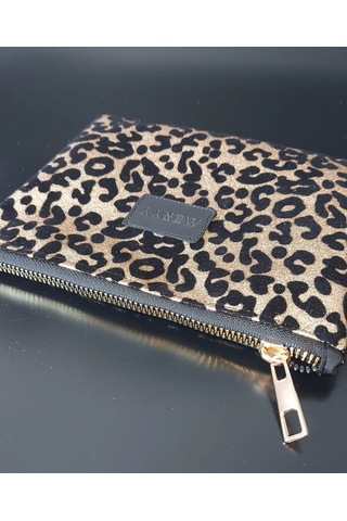 Meryy Collection Clutch Çanta Kadife Leopar Detaylı Leopar