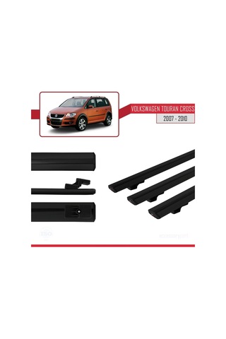 Volkswagen Touran Cross 2007-2010 Arası İle Uyumlu Basic Model Ara Atkı Tavan Barı Siyah 3 Adet