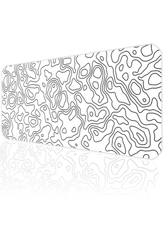 White Topography Map İlyuka Mp079040 Xxl Gaming Mouse Pad 90x40cm