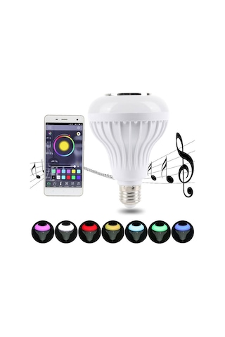 Bluetoothlu Hoparlörlü Led Ampul Kumandalı 16 Renkli Disko Ampul