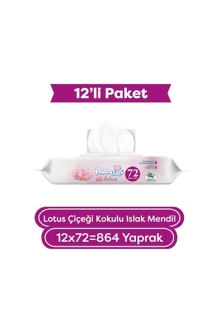 Paddlers Lotus Çiçeği Kokulu Islak Mendil 12x72 li Koli (864 Yaprak)