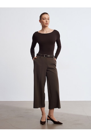 Dilvin 32549 Kayık Yaka Bodysuit-koyu Kahve Koyu Kahve