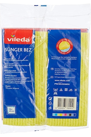 Vileda Sünger Bez Pembe 3'lü 18 x 20 CM